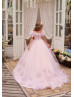Blush Tulle Organza Roses Stunning Flower Girl Dress Blush Tulle Organza Roses Stunning Flower Girl Dress